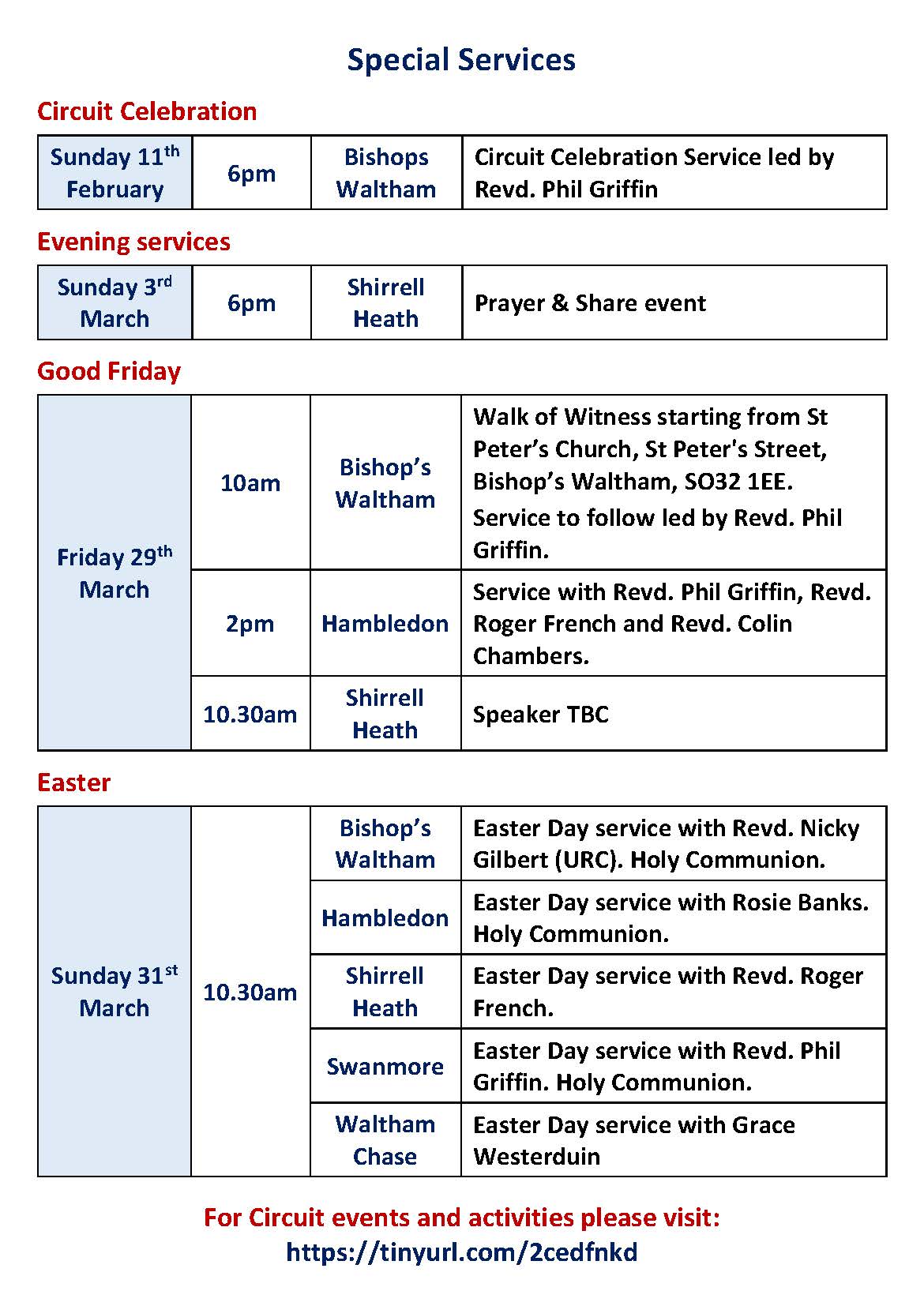 Preaching Menu. Example Circuit Preaching Plan first Quadrimester of 2024 – Meon Valley Methodist